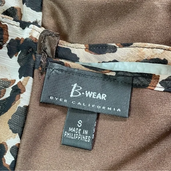 Leopard Print Ruffle Sheer Blouse Sleeveless High Neck Bow Animal Print — Size S - Picture 11 of 14